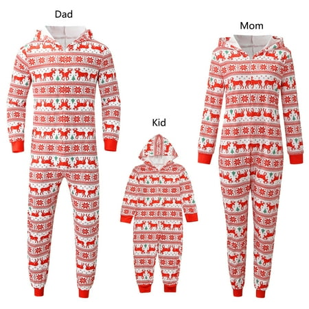 

Family Matching Christmas Pajamas Set Sleepwear Jumpsuit Hoodie with Hood Matching Holiday PJ s for Family