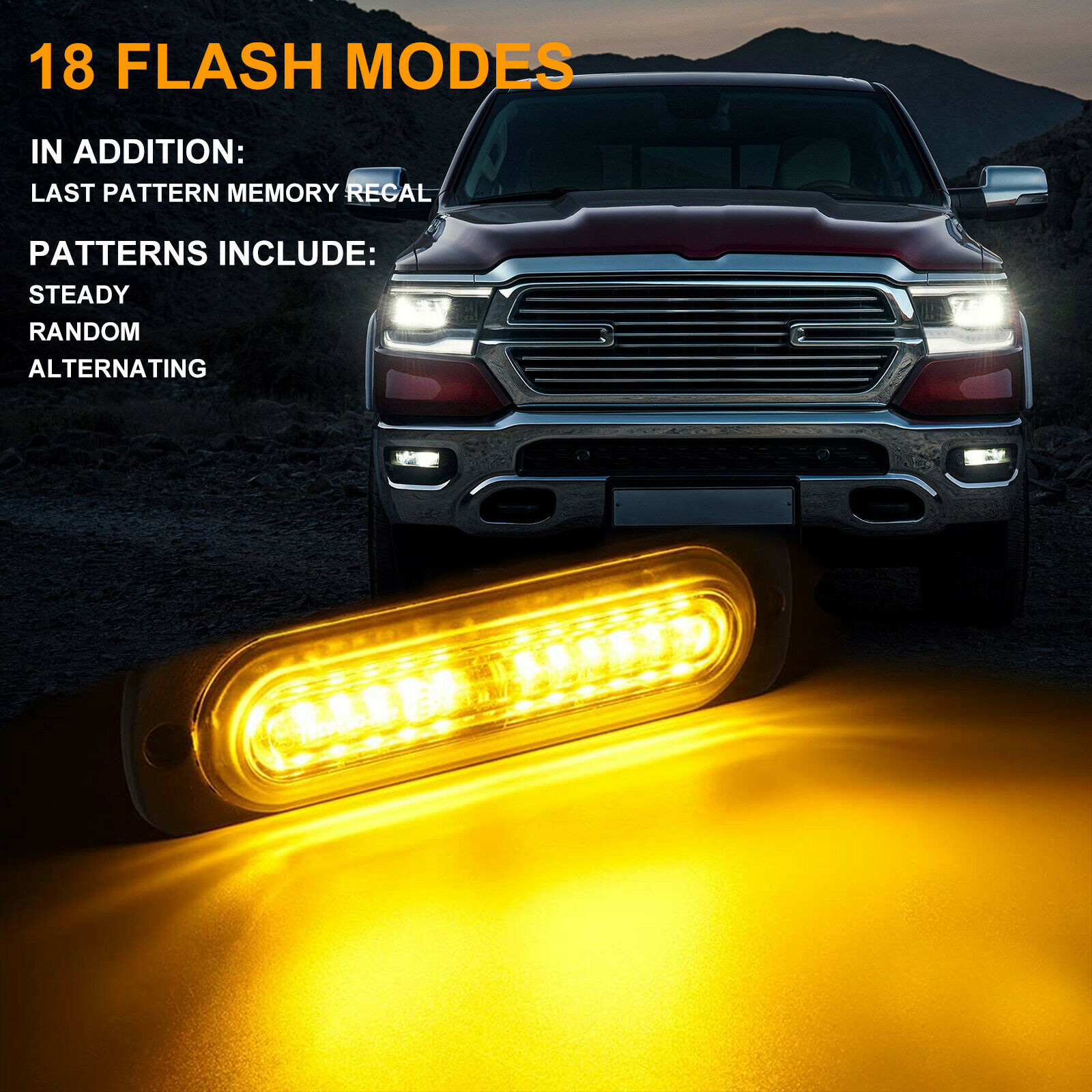 YOMTOVM 8-Pack Emergency Strobe Lamps 12 LED Amber Lights Kit