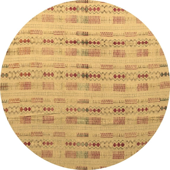 Ahgly Company Indoor Round Abstract Brown Modern Area Rugs, 7' Round