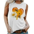 thumbnail image 2 of Women‘s Bee Day Tank Tops Fashion Summer Bee Graphic T Shirts Crewneck Sleeveless Camisole Teen Girls Dressy Casual Blouses Going Out Basic Tees Beach Vacation Vests Clothes, 2 of 4