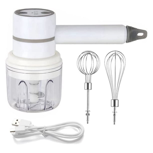 Batidora de mano, batidora eléctrica inalámbrica, batidora portátil multialimentos para mezclar huevos, batir crema y picar ajo