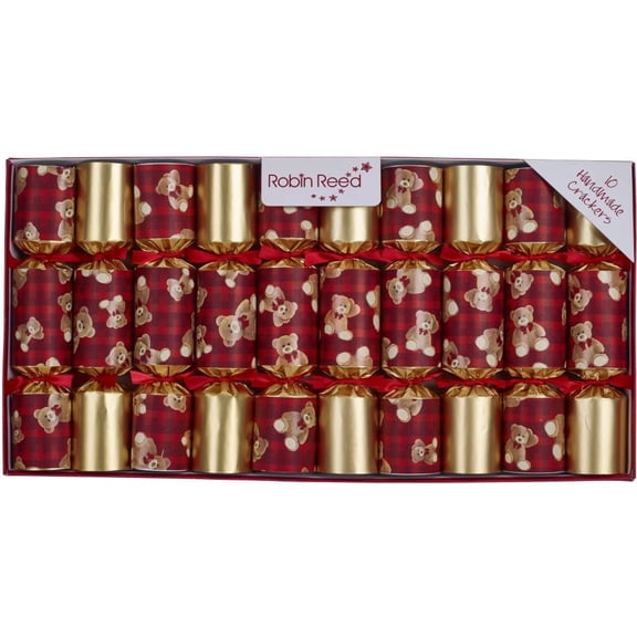 Robin Reed Christmas 10-piece 8.5″ Teddy Bears Picnic Party Crackers 42503.NOV