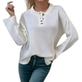 thumbnail image 1 of Gibobby Suéter mujer, Suéter de punto corto con cuello en V para mujer, manga larga, hombros caídos, acanalado(Beige,XG), 1 of 5
