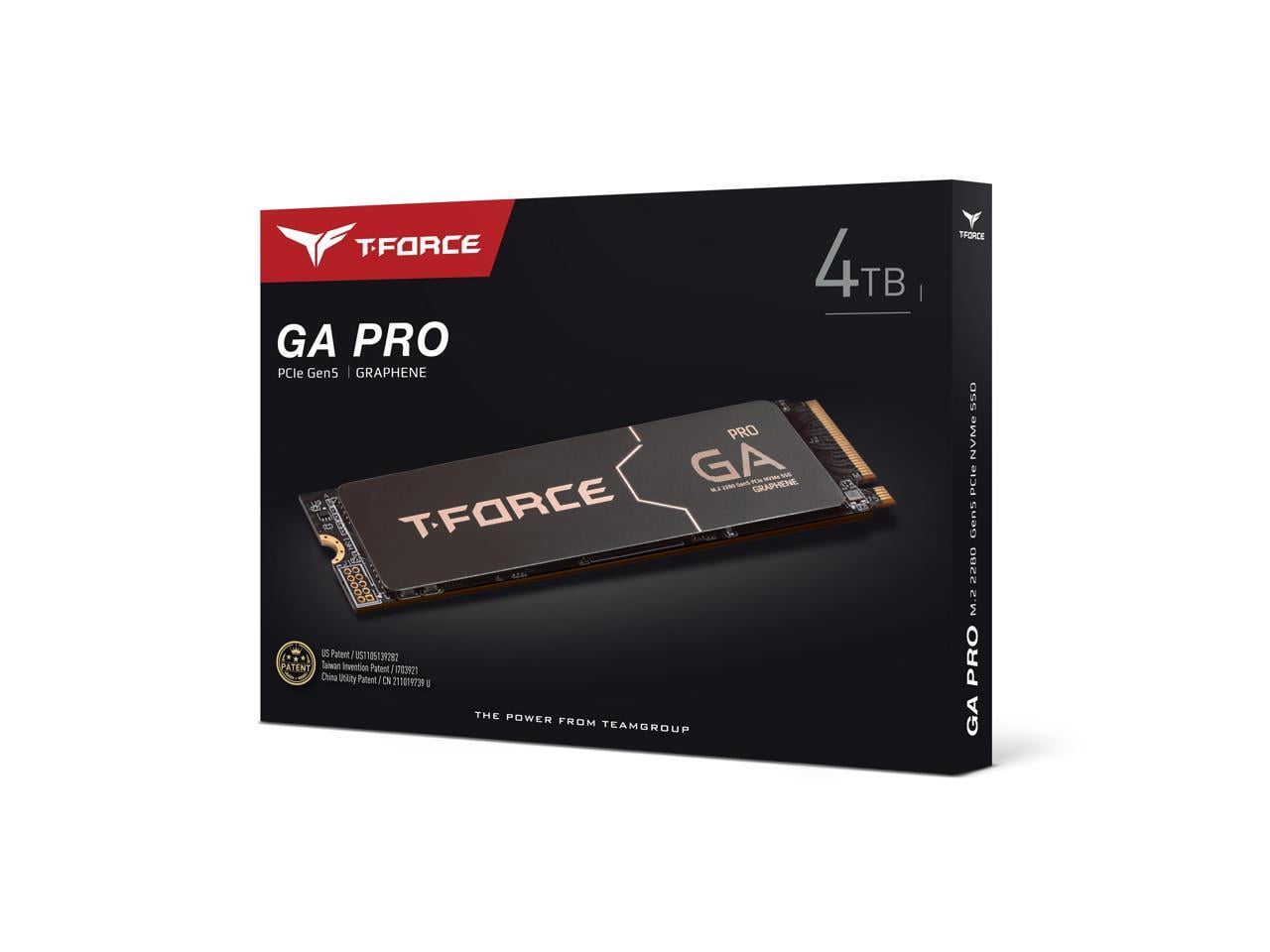 Team Group T-FORCE GA PRO M.2 2280 4TB PCIe Gen5.0x4 with DRAM CACHE with NVMe 3D NAND Internal Solid State Drive (SSD) TM8FFJ004T0C129