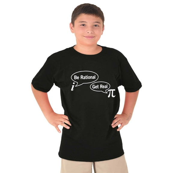 Pi Be Rational Get Real Math Geek Crewneck T Shirts Boy Girl Teen Brisco Brands L
