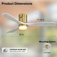 thumbnail image 4 of Sofucor 52 Inch Low Profile Ceiling Fan with Lights and Remote, Outdoor Modern Flush Mount Ceiling Fan 6-Speed 3-CCT with Timer 3 Wood Blades, 4 of 13