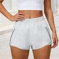 thumbnail image 2 of Hurxie Women's Running Shorts with Zipper Pockets, Mid-Waisted Quick Dry Athletic Workout Sport Short White,M, 2 of 6