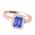 thumbnail image 3 of Mauli Jewels Rings for Women 0.65 Carat Emerald Cut Sapphire And Diamond Ring 4-prong 10k Rose Gold, 3 of 7