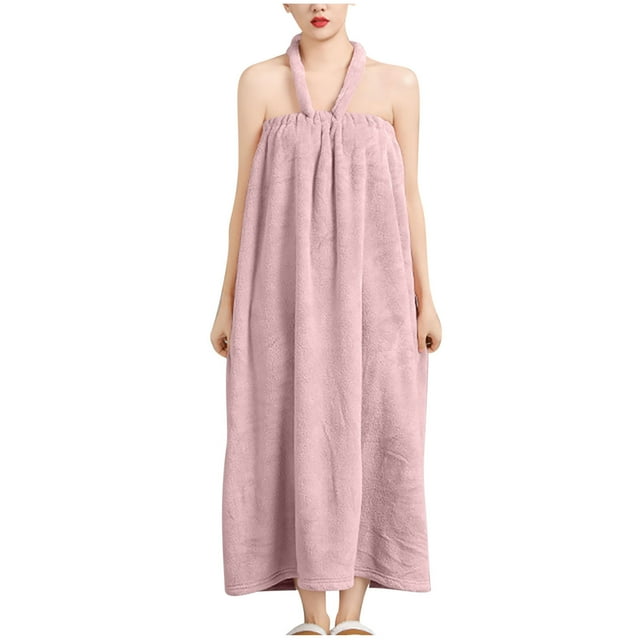 Purple Ladies Backless Halter Strap Pajamas Pjs Robe Bath Robe for Women Quick Dry Warm Fuzzy Basic Fall Winter Bath Robe 2025 Clothing Trendy Country Concert One Size