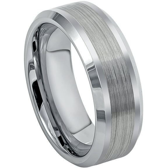 8mm Men's Cobalt Wedding Band, Brushed Finish Beveled Edge Comfort Fit Anniversary Ring - CT002WAs10