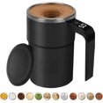 thumbnail image 1 of 12oz Electric Magnetic Stirring Coffee Mug, Self Stirring Coffee Mug, Intelligent Coffee Cup with Lid, Auto Stirring Coffee Mug, Self Stirring Mug with Temperature Display (Black), 1 of 1