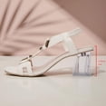 thumbnail image 5 of Eltusu Women Heeled Sandals, High Heels Ankle Strap Open Toe Casual Dress Sandals Shoes White Size 8.5, 5 of 7
