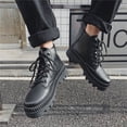 thumbnail image 3 of Botas altas de cuero estilo otoño para hombre, botas de moto impermeables con suela gruesa, 3 of 5