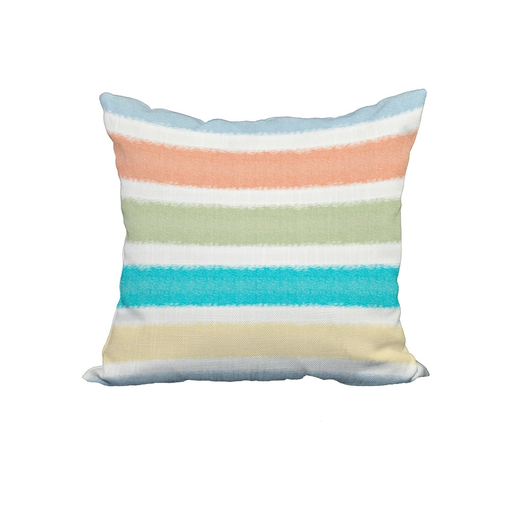 18 x 18 Inch Light Blue Stripe Print Decorative Polyester