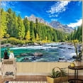 thumbnail image 7 of Nature Forest Mountain Tapestry Green Pine Tree Wall Tapestry for Bedroom Aesthetic Woods Flowing River Landscape Small Tapestries Wall Hanging for Dorm Living Room Decor 60 x 40 Inch, 7 of 7