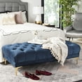 thumbnail image 2 of SAFAVIEH Zarya Modern Glam Rectangular Tufted Bench, Navy/Brass, 2 of 10