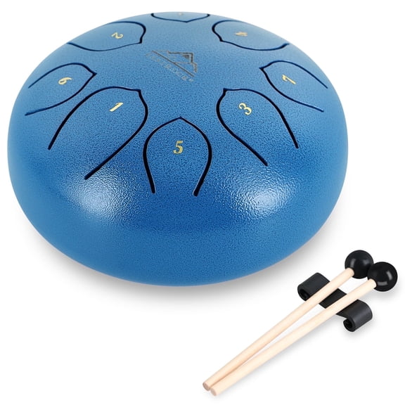EASTROCK Steel Tongue Drum 8 Note 6 inch Rain Drum C Key Percussion Handpan with Drumsticks & Bag(Blue)