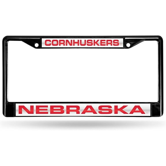 Nebraska NCAA Huskers Black Metal Laser License Plate Frame