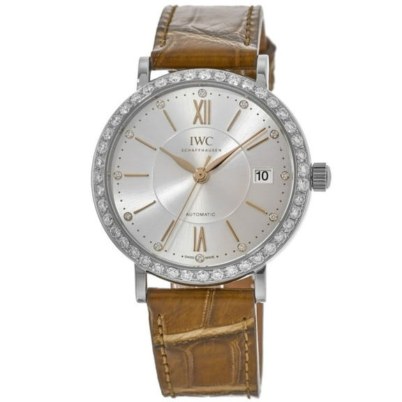 IWC Portofino Automatic Silver Original Diamond Dial with Custom Diamond Bezel Women's Watch IW458101-CD
