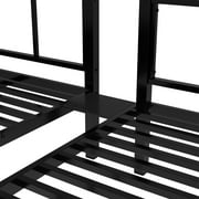 Triple Bunk Beds, Metal Twin XL over Twin & Twin Bunk Bed for 3, Triple Bunk Can be Separated into 3 Beds (Black)