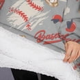 thumbnail image 3 of Oversized Wearable Blanket Hoodie,Baseball Silhouette Pattern Sherpa Blanket Hoodie with Super Pockets,Super Warm Fuzzy Pullover for Women & Men, 3 of 6