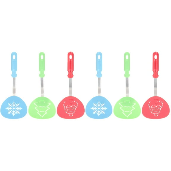 6pcs Christmas Spatula Turner Set Holiday Cookie Spatulas Silicone Cooking Utensils Kitchen Tools Christmas Kitchen Decoration