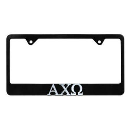 Chi Omega Block - Alpha Chi Omega Black License Plate Frame