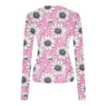 thumbnail image 5 of Taqqpue Women's Long Sleeve Shirts Casual Floral Print Crew Neck Crop Tops Basic Going Out Slim Fit Tight Y2K Blouse Tops, 5 of 7