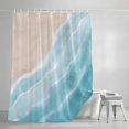 thumbnail image 3 of Summer Blue Beach Wave Shower Curtain, Coastal Nautical Watercolor Gradient Ocean Waterproof Shower Curtain Set with 12 Hooks Lightweight Bath Curtains Fabric Bathroom Decor 72x72 Inches, 3 of 9
