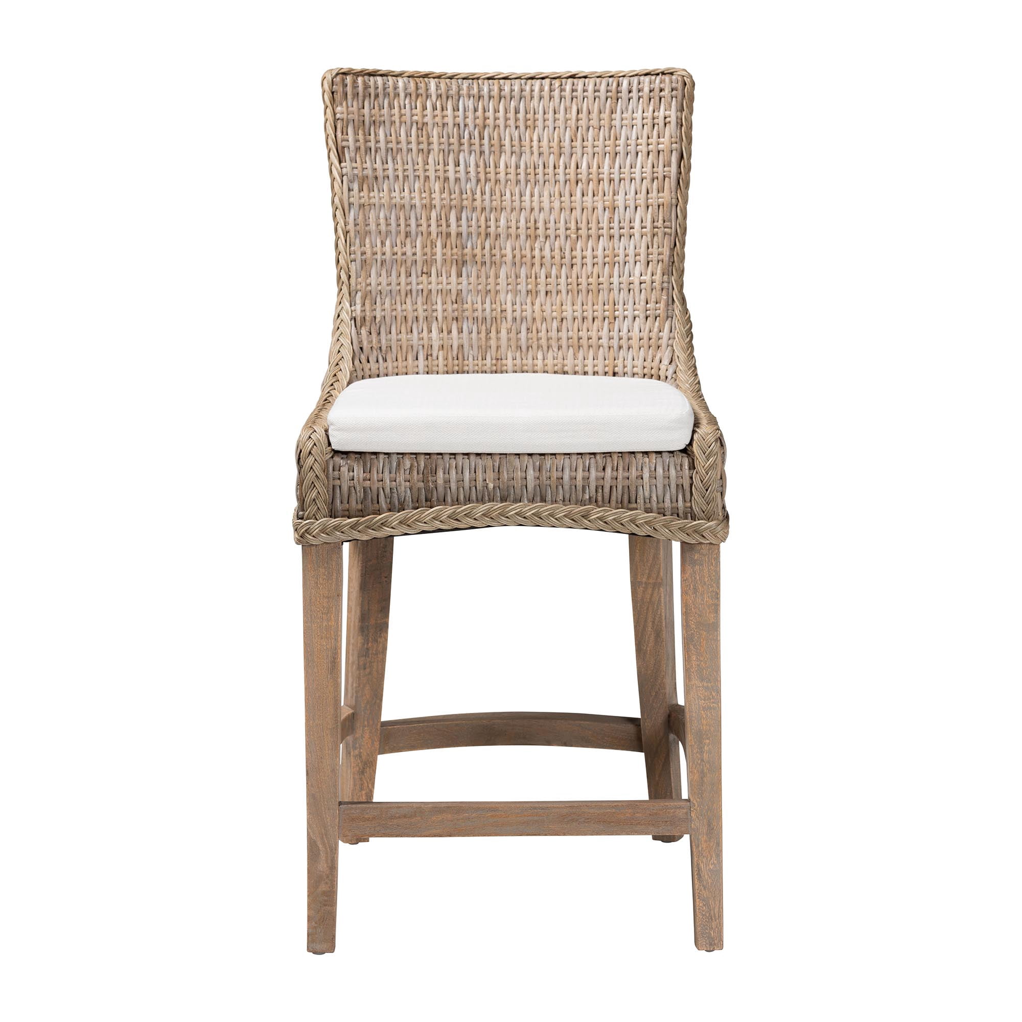 bali & pari Derris Boho Counter Stool, 24.4" H, Greywashed