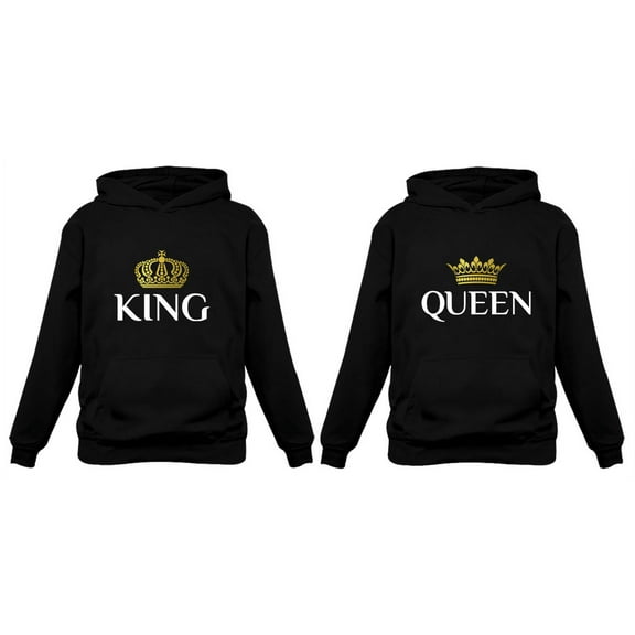 King & Queen Matching Couple Hoodie Set Valentine's Day Gift His & Hers Women Hoodie Women X-Large / Men Small