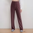 thumbnail image 2 of Pantalon Décontracté Taille Haute Jambe Droite avec Poches pour Femmes, 2 of 5