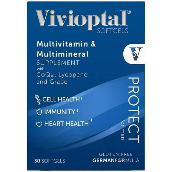 Vivioptal for Men, 30 Capsules, CoQ10, Lycopene & Resveratrol, Multivitamin & Multimineral, Gluten Free