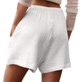 thumbnail image 5 of SGMVNU Women's Drawstring Shorts Elatic High Waist Loose Fit Casual Wide Leg Shorts Lightweight Summer Beach Linen Shorts with Pockets, Size XL, White, 5 of 5