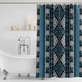 thumbnail image 2 of Navy Blue Boho Shower Curtain Set - 72" x 78" Washable Bathtub Curtain with 12 Hooks, Geometric Vintage Abstract Art Ethnic Tribe Waterproof Fabric Stall Shower Curtains for Bathroom/Bathtub Décor, 2 of 6