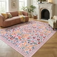 thumbnail image 3 of Lahome Floral 8'x10' Area Rugs for Living Room, Washable Large Pink Bedroom Rug 8x10, Non Slip Ultra Thin Boho Flower Indoor Floor Carpet for Girls Room Nursery Playroom, Pink, 3 of 11