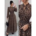 thumbnail image 4 of Multicolor Leopard Print Maxi Dress With Ruffle Neck And Elastic Waist, 4 of 21
