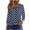 Navy, variant on Women Button Down Square Neck 3/4 Sleeve Polka Dot Casual Comfy Loose Tops Blouse, Brown XXL