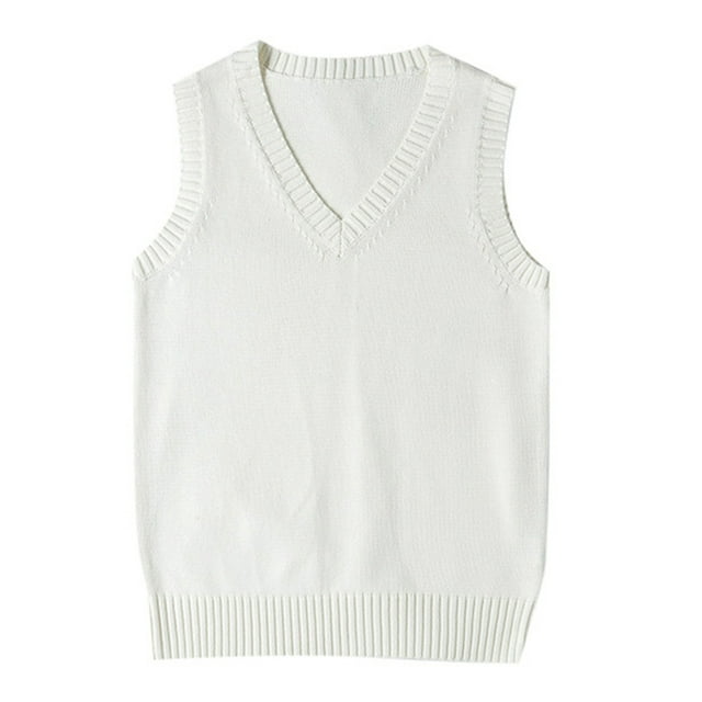Style Preppy Tricot Col en V pour Adolescentes École Décontracté