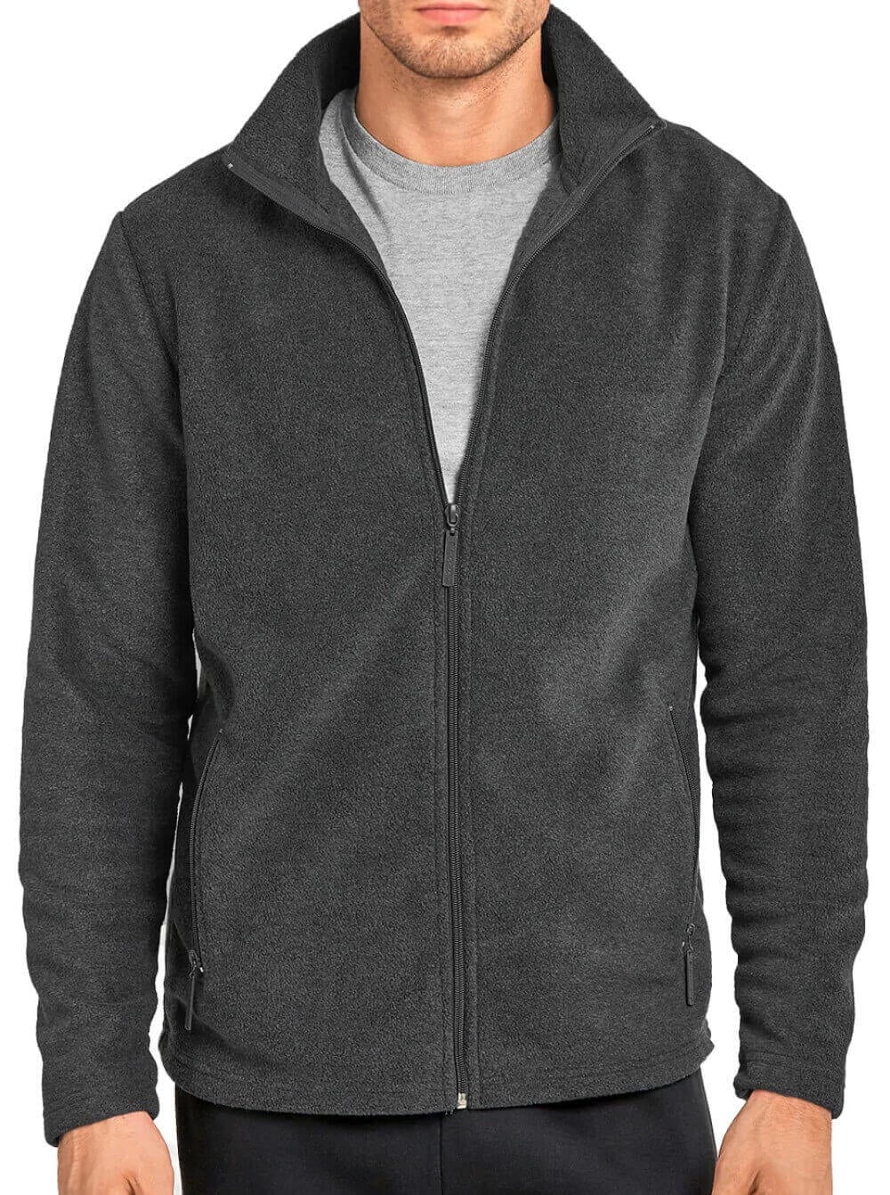 Charcoal grey fleece best sale jacket