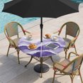 thumbnail image 2 of Purple Waves Coastal Round Outdoor Tablecloth with Umbrella Hole Zipper, PurpleOmbre Summer Beach Oceans Elastic Fitted Table Cover, Waterproof Table Cloth for Patio Picnic Party Fits 31"-35", 2 of 9