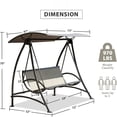 thumbnail image 7 of Gzxs 3-Seat Outdoor Patio Swing Chair, Steel Frame with Adjustable Canopy, Patio Swing Glider for Garden, Deck, Porch, Backyard, 970LBS Load, Dark Brown, 7 of 7