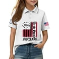 thumbnail image 4 of CCRFTGI Polo Shirts for Kids Girls Size 10-12 Patriotic Shirt We The People 1776-2026 Polo Shirts School Uniform Athletic Sport Print Lapel Button Collared Polo Summer Tops White 3-4 Years, 4 of 7