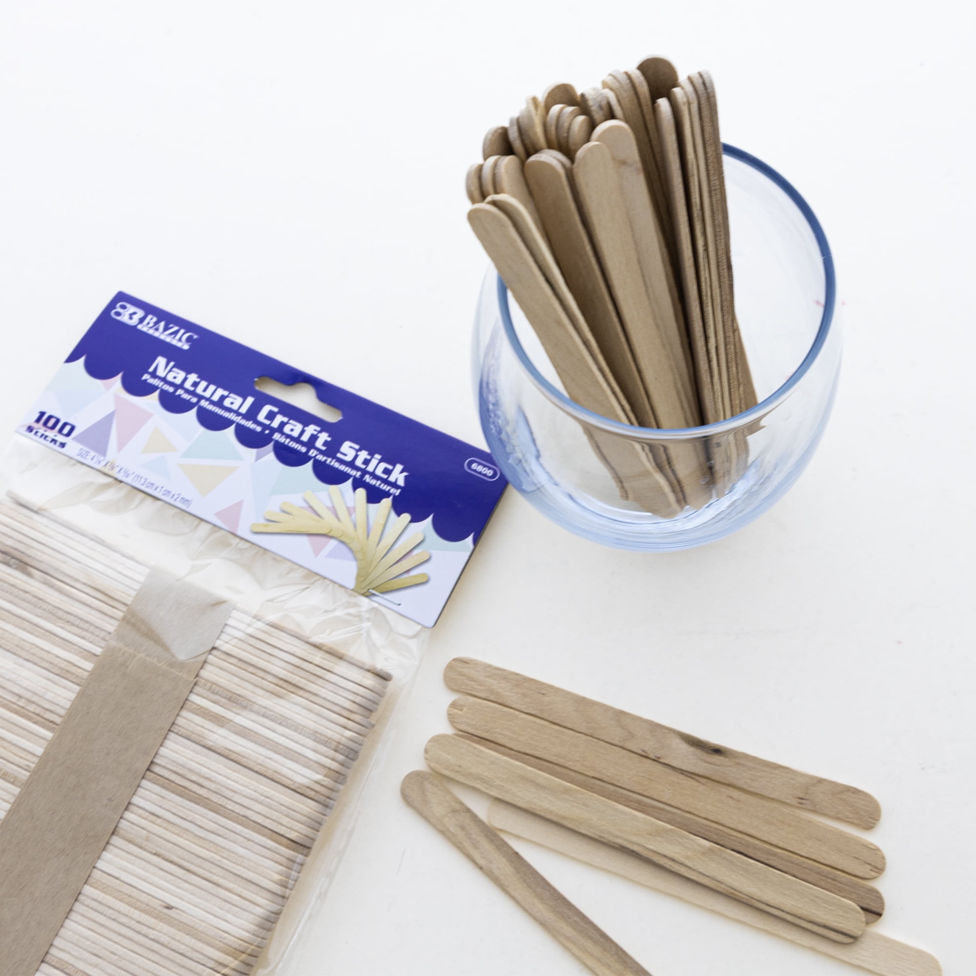 BAZIC Craft Sticks Natural Wood, Non Toxic Stick (100/pack), 24-Packs