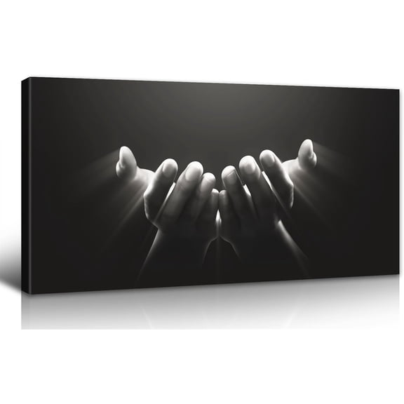 WFSposterBlack and White Wall Art Large,Christian Wall Decor Believe Church Pray Jesus Poster Give Me Your Hand God Christ Framed Canvas Printing for Living Room Bedroom Decorations