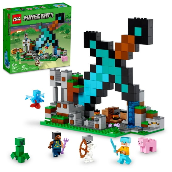 LEGO Minecraft The Sword Outpost Building Set with Creeper, Warrior, Pig & Skeleton Figures, 21244