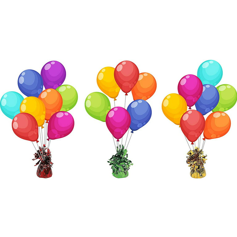  Balloon Weights Balloons & Ribbons - Balloon weights pack of 12  - Curling ribbon 12 rolls - 48 Party balloons - Balloon Stand ribbon party  favor birthday décor party decorations (Assorted) : Home & Kitchen