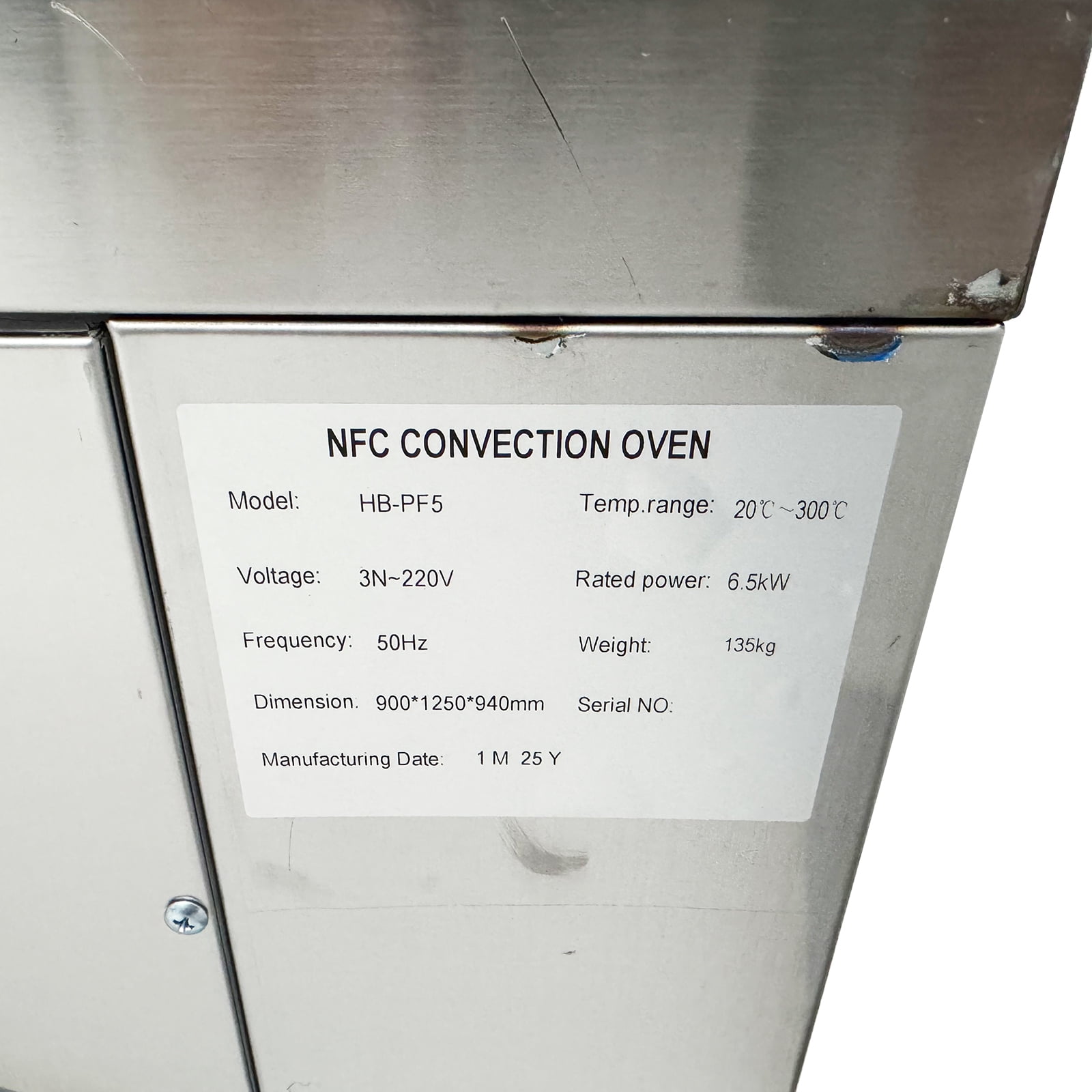 Convection Oven Electric Steam Hot Air Circulation Oven with 5 Trays 220V 3PH 6.5KW