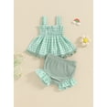 thumbnail image 2 of Caoirhny Baby Girls Shorts Set, Sleeveless Plaid Camisole with Elastic Waist Shorts Summer Outfit, 2 of 9