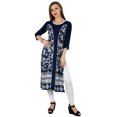 thumbnail image 5 of Bimba Women Blue Rayon Kurta Kurti Casual Formal Tunic Summer Blouse 3/4 Sleeve, 5 of 7